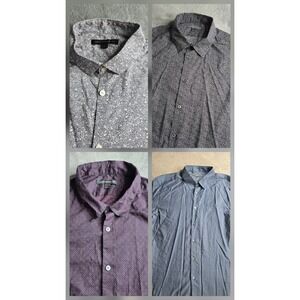 John Varvatos USA Mens Long Sleeve Button Up Shirt Lot Of 4 Geometric Size Large